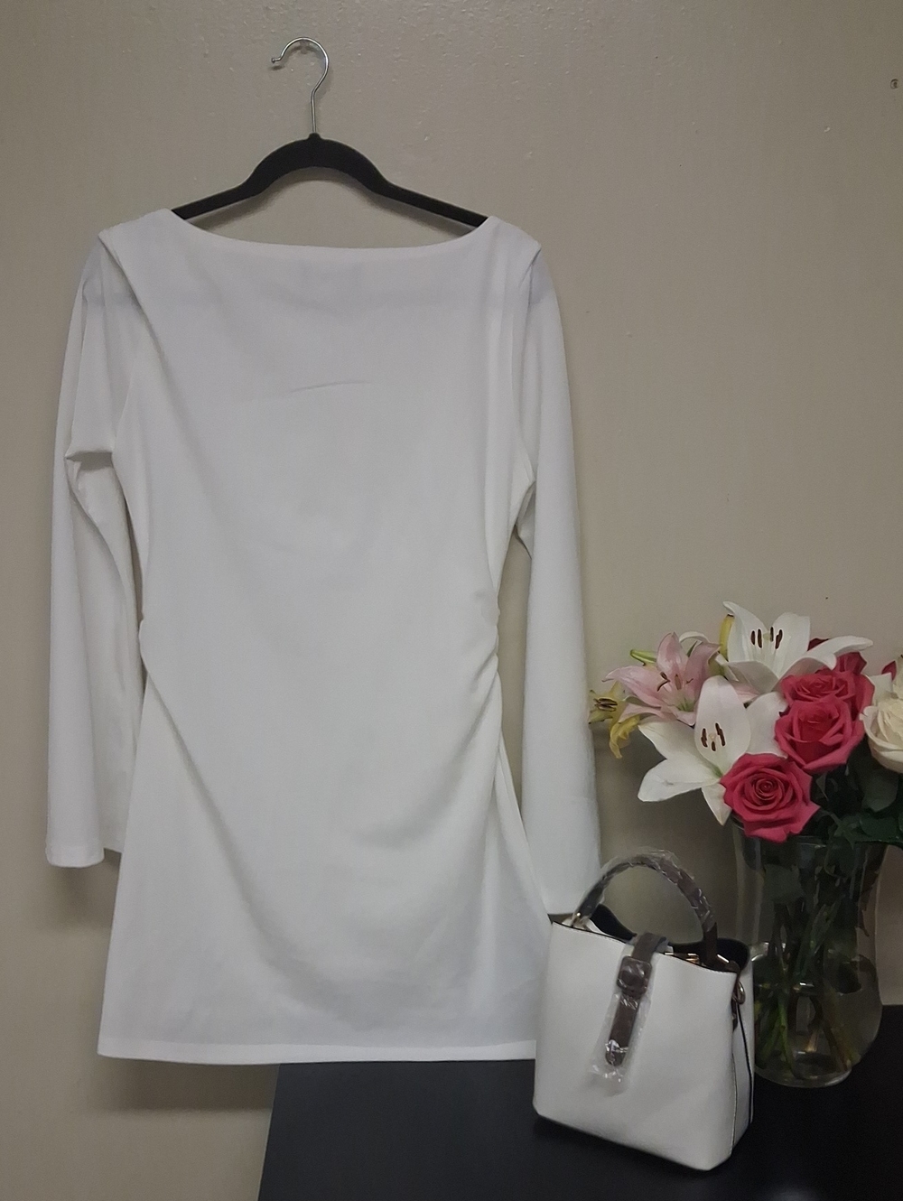 Cider White Tie-Shoulder Long Sleeve Dress - Picture 5 of 8